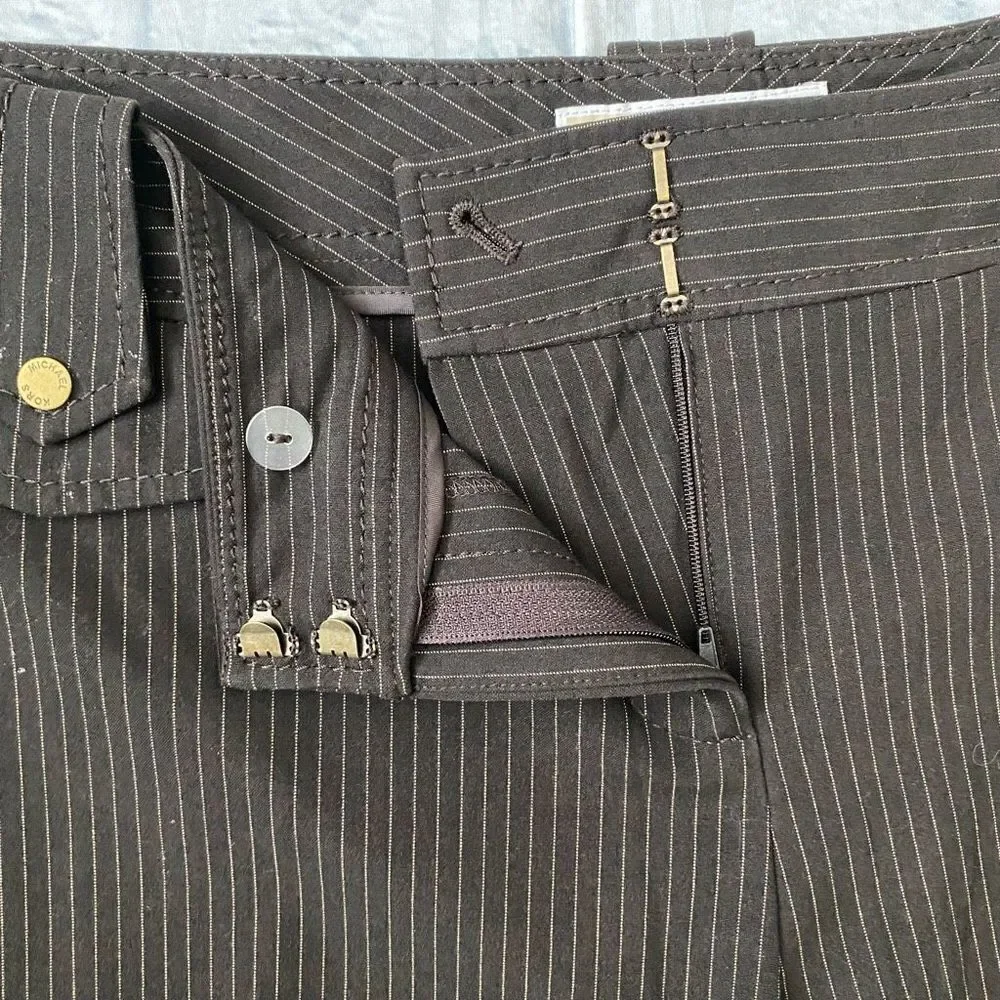 Michael Kors women 14 pin stripe dress pants brown